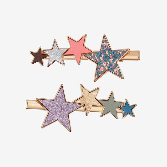 2 barras de estrellas multicolores para un accesorio de pelo de niña original