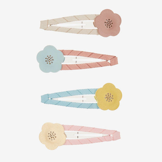 4 pastel flower barrettes for birthday girl hair accessories