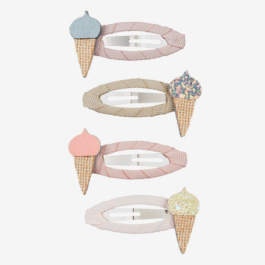 Original hair accessory idea: 4 barrettes with ice cream cone