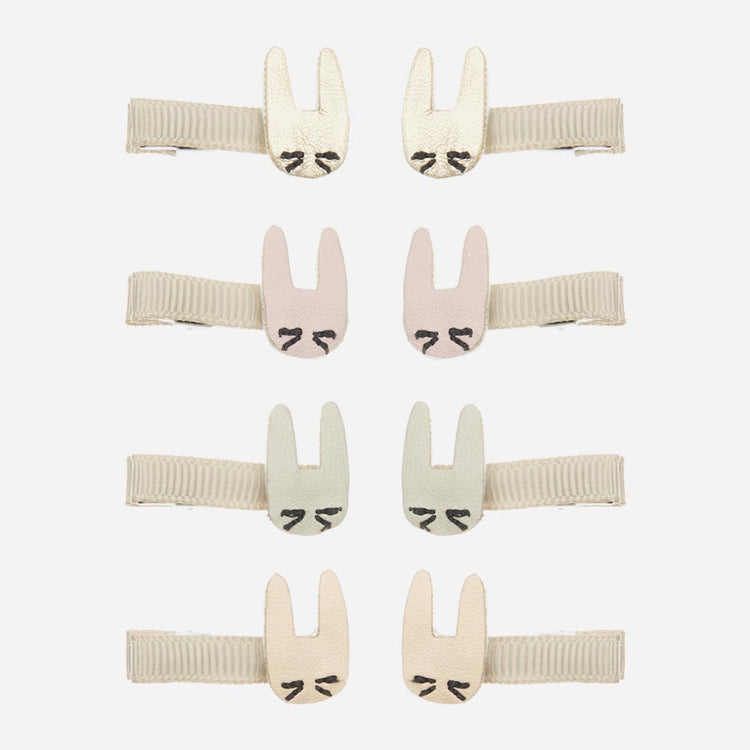 8 mini barrettes lapins pastel : cadeau anniversaire fille