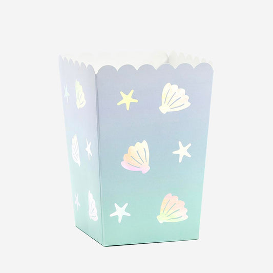 Seashell popcorn boxes for a mermaid birthday party or a slumber party