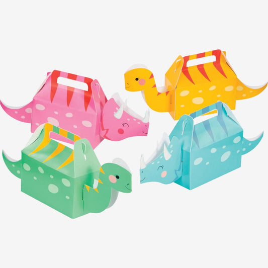 4 cajas de regalo de dinosaurios perfectas para una decoración de cumpleaños de dinosaurios