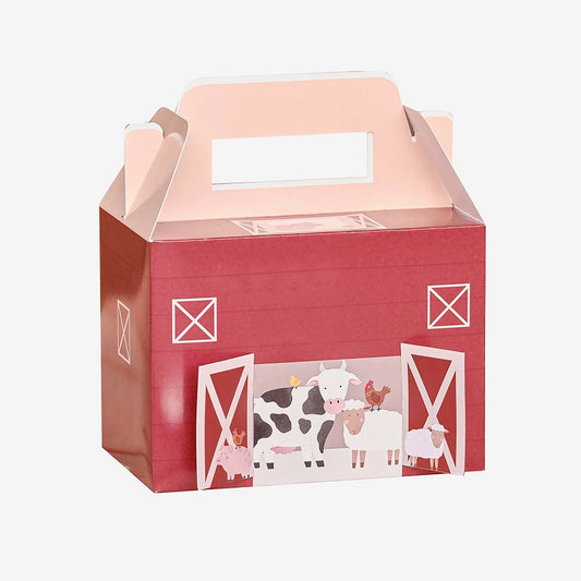 5 cajas de fiesta de cumpleaños de animales de granja para regalos de invitados