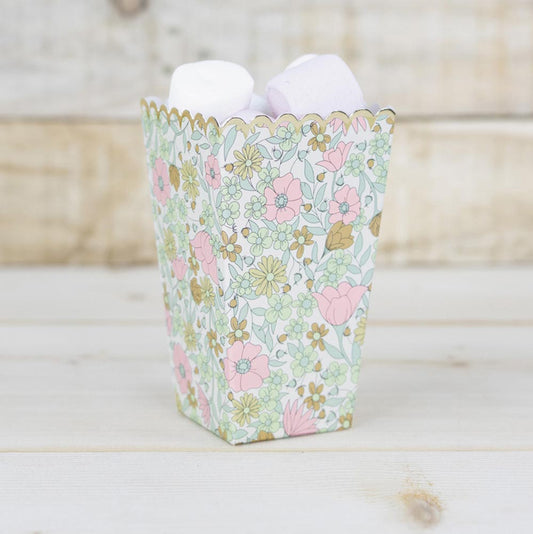 Cajas de palomitas pastel Liberty para decoración de baby shower de niña