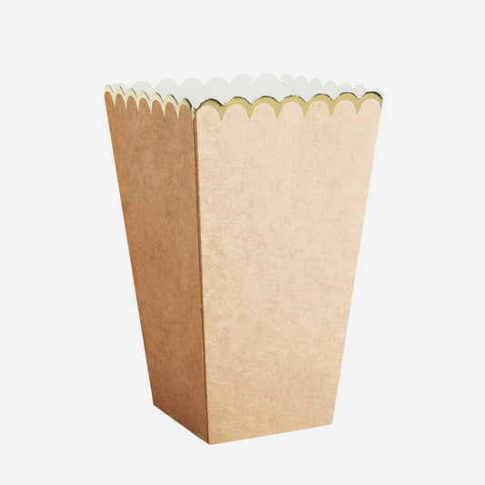 Kit of 8 kraft popcorn boxes for birthday and party decoration