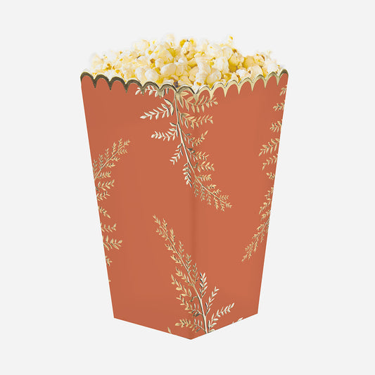 8 boites à popcorn terracotta pour table d'anniversaire ou mariage