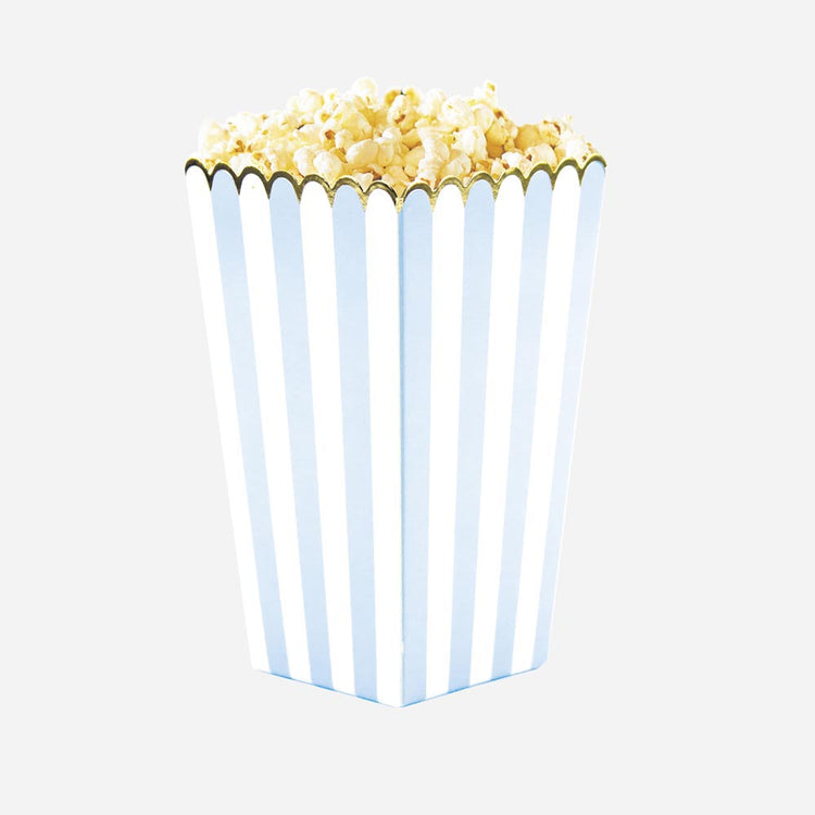 Candy bar : boites à popcorn bleues pour candy bar anniversaire ou mariage