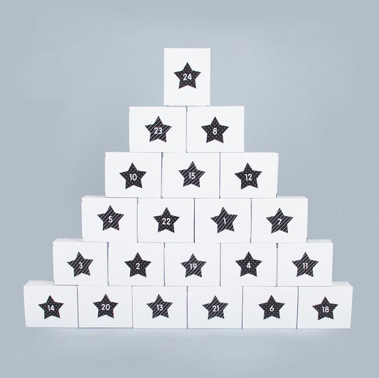 24 white cardboard boxes to create your own Advent Calendar