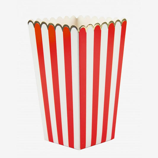 8 boites à popcorn rouges et blanches pour déco sweet table ou baby shower cirque