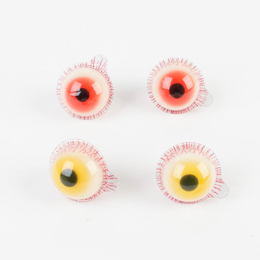4 scary googly eye candies for Halloween themed children's party.