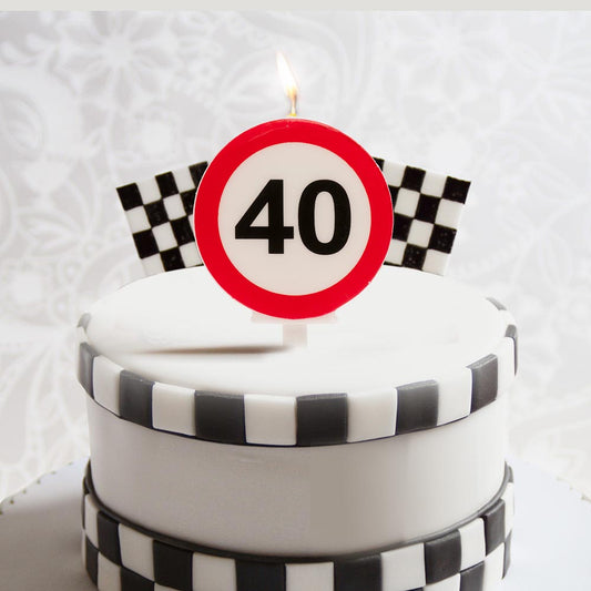 Gateau anniversaire 40 ans theme voitures limite de vitesse 40