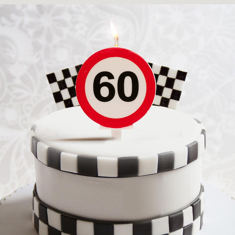 60 cumpleaños pastel tema autos límite de velocidad 60