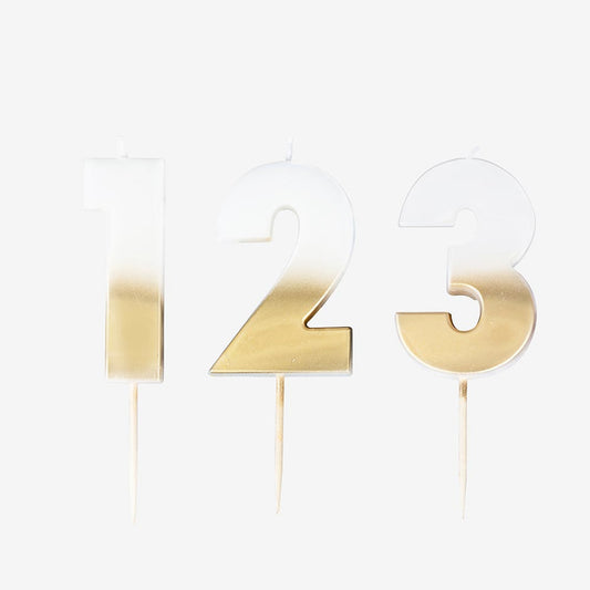 Bougie chiffre dorée pour décorer votre gateau d'anniversaire