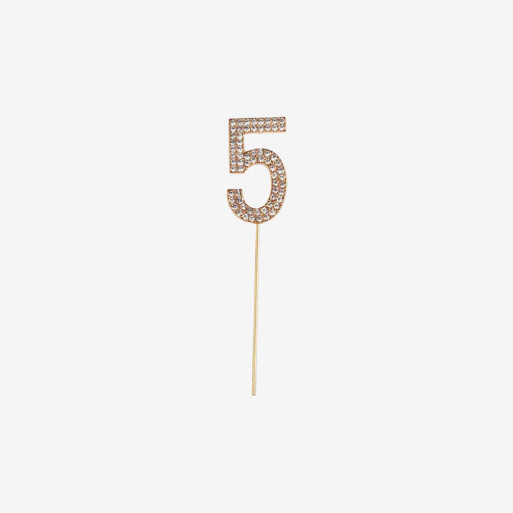 Diamond number 5 topper for birthday cake decoration