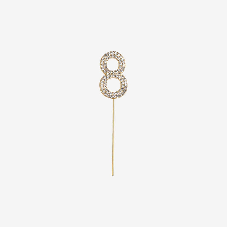 Diamond number 8 topper for birthday cake decoration