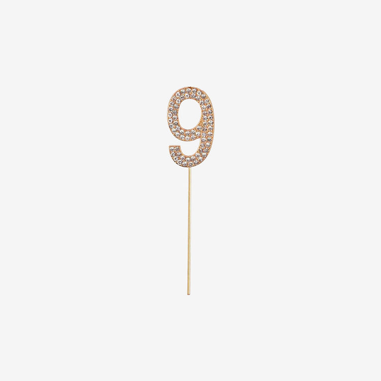 Diamond number 9 topper for birthday cake decoration