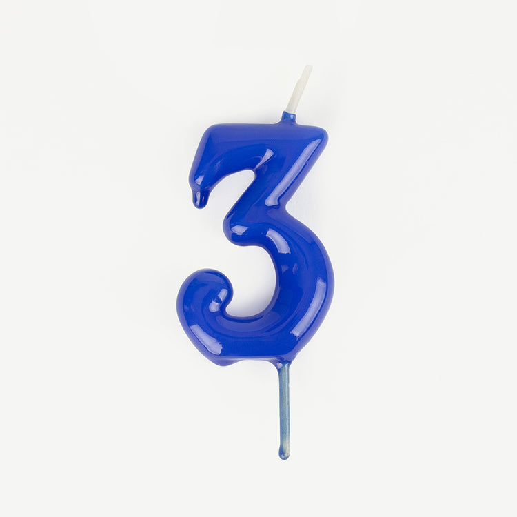 Bougies d anniversaire bleu 3 pour gateau anniversaire garcon 3 ans