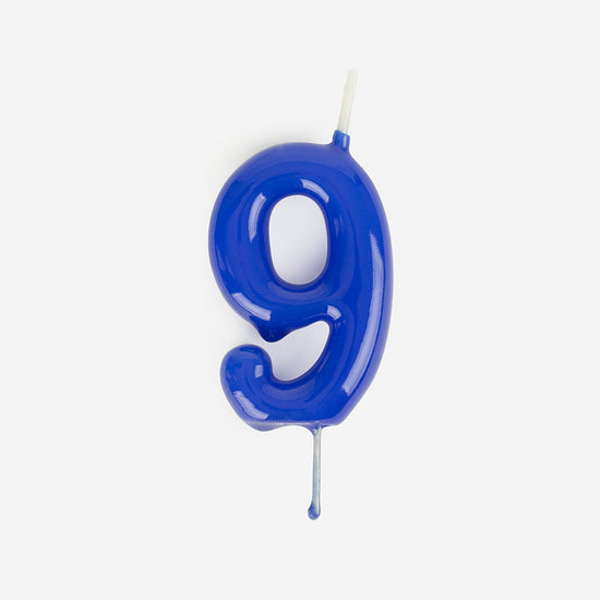 Bougies d anniversaire bleu 9 pour gateau anniversaire garcon 9 ans