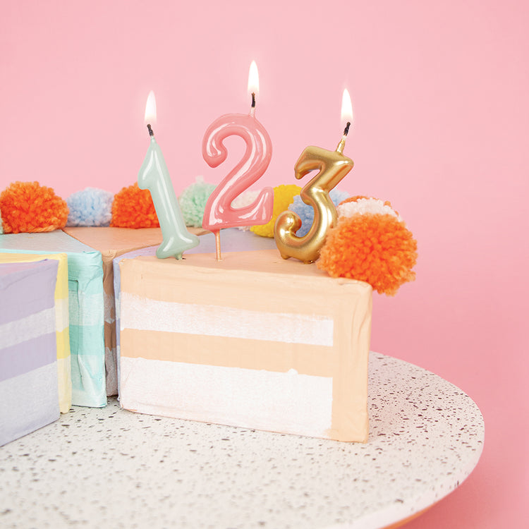 Golden number 3 birthday candle for birthday cake decoration