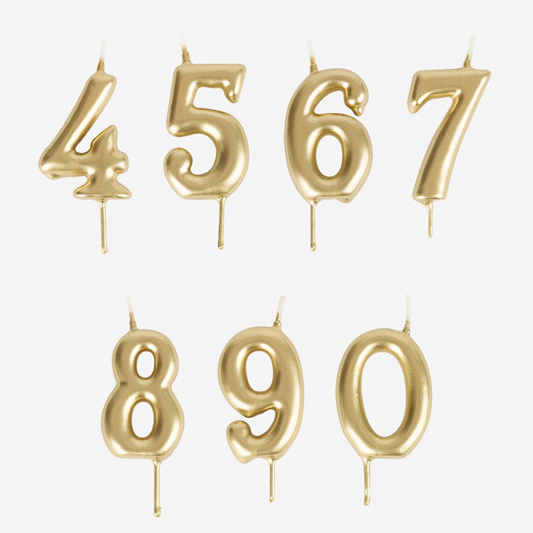 Golden number birthday candles for birthday cake decoration