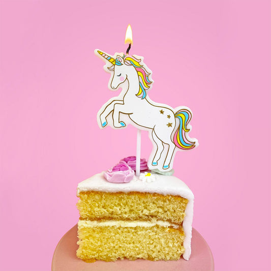 Unicornio cumpleaños niña pastel decoración unicornio velas.