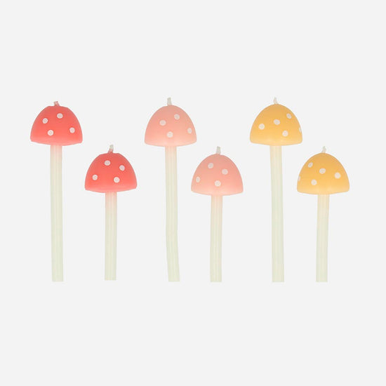 6 bougies aniversaire champignon pour decor gateau anniversaire enfant