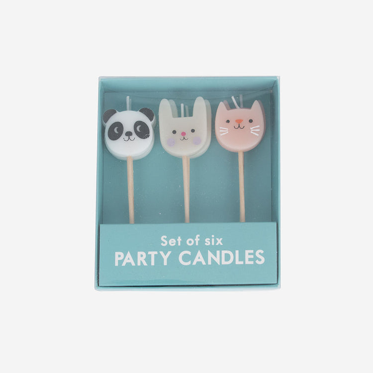 6 cute animal birthday candles