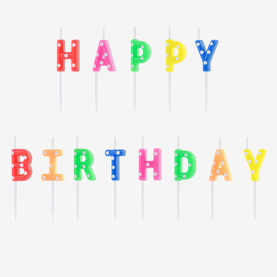 Bougies anniversaire happy birthday pour anniversaire multicolore