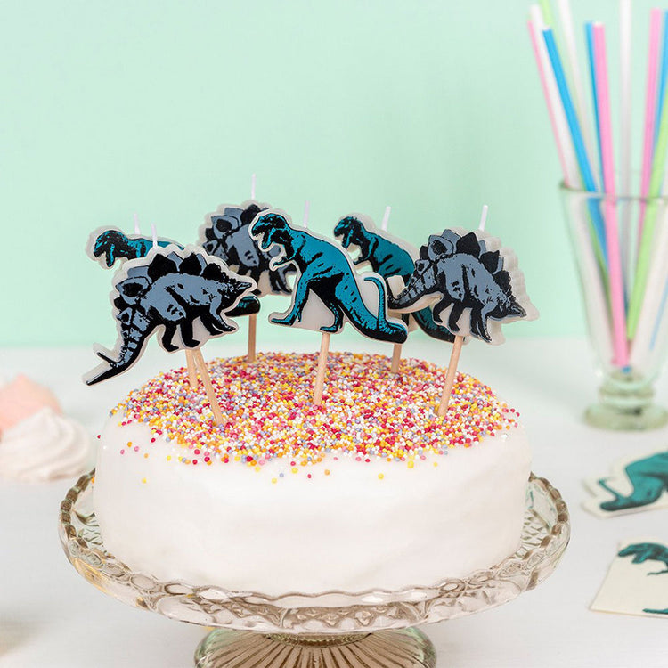Décoration gâteau anniversaire dino avec bougies dinosaure My Little Day 