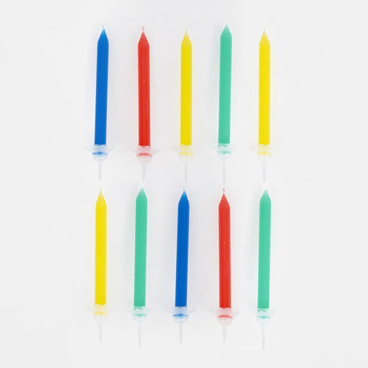 24 multicolored birthday candles for birthday cake decoration