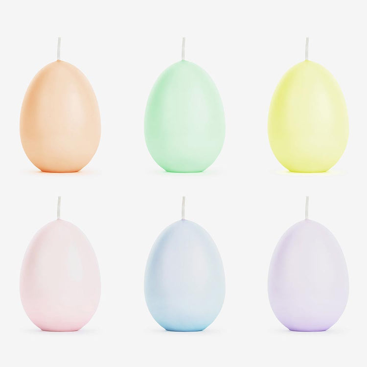 6 bougies oeufs de paques pastel pour decoration fete de paques