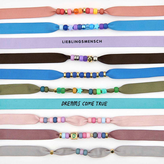 Bracelets en ruban de reps pastel foncé pour ateliers loisirs créatifs