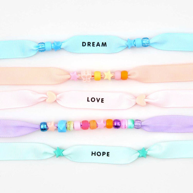 10 bracelets en ruban de reps pastel à personnaliser et à offrir