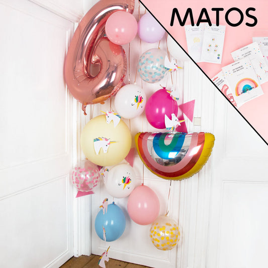 Door decoration kit with balloons: my little day unicorn birthday decoration