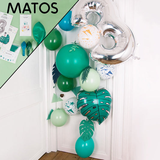 Door decoration kit with balloons: my little day dinosaur birthday decoration