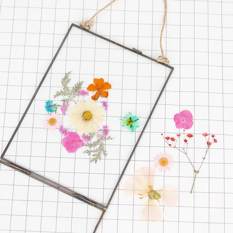 DIY: orange rose dried flower painting in a glass frame