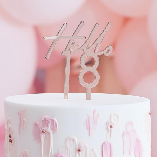 decoration pour gateau d'anniversaire 18 ans : cake topper rose gold
