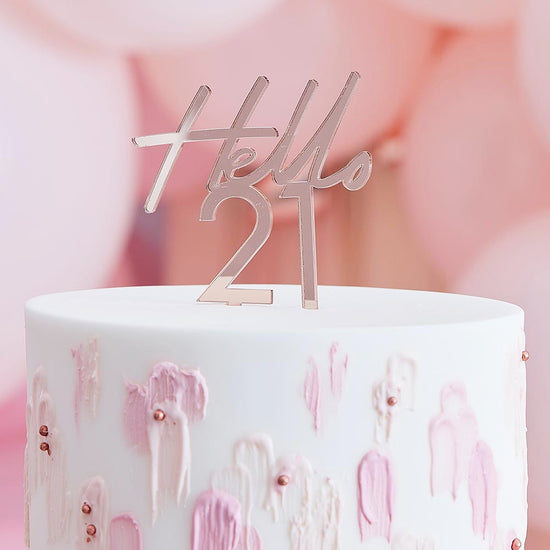 Rose gold decoration for 21st birthday cake - Main Image