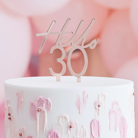decoration pour gateau d'anniversaire 30 ans : cake topper rose gold