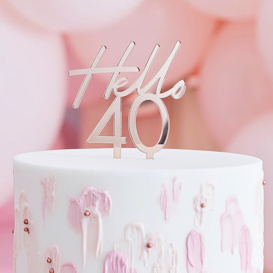 decorazione per la torta del 40° compleanno: cake topper in oro rosa