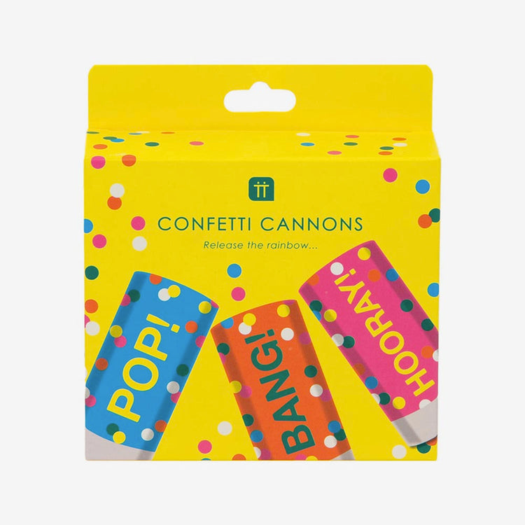 3 mini cañones de confeti: accesorio para el cumpleaños de un niño