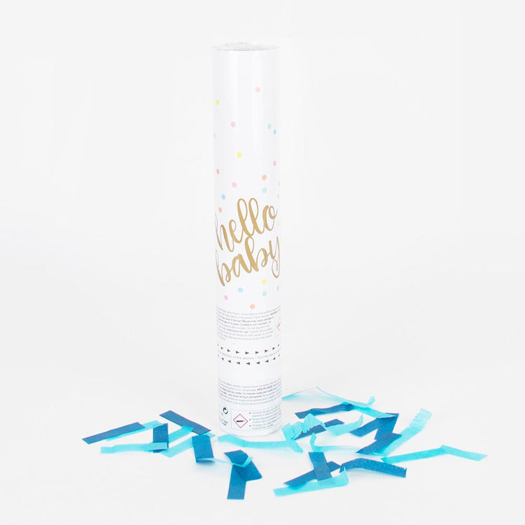Blue gender reveal confetti cannon - Boy's baby shower