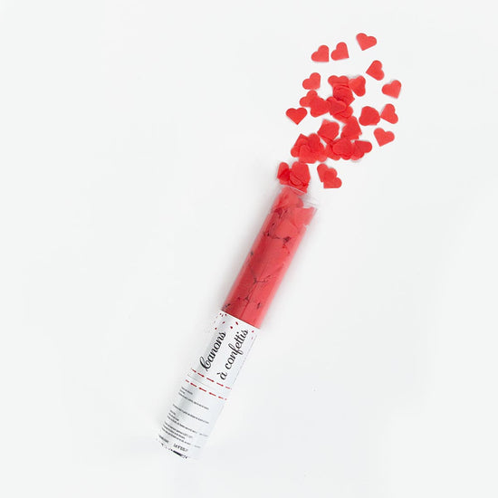 Canon confettis coeurs rouges pour mariage, baby shower ou St Valentin