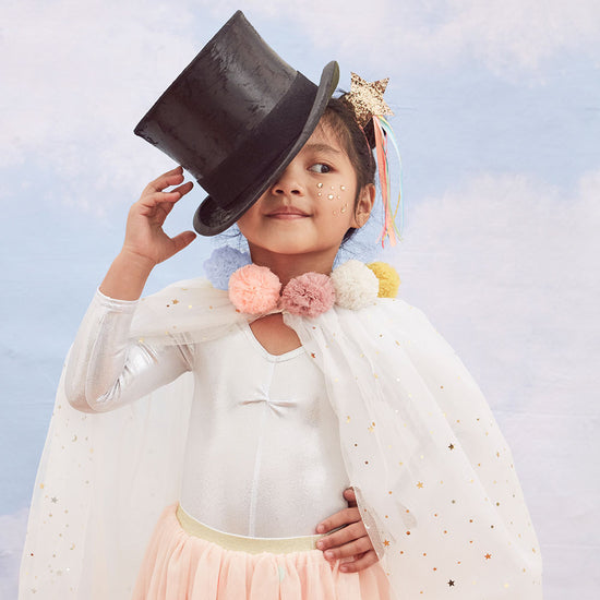My Little Day : Cape à ponpons pour déguisement princesse fille anniversaire