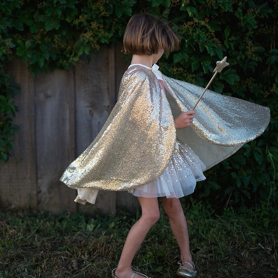 Gold princess cape with sequins