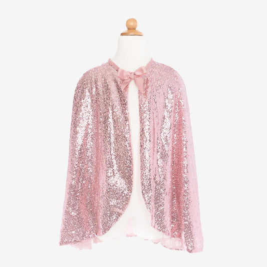 Costume da principessa di compleanno per bambina: mantello rosa con paillettes