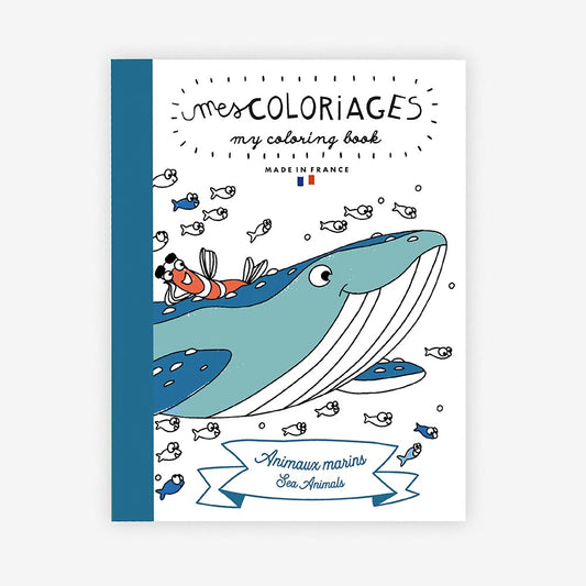 Libro para colorear de animales marinos para ofrecer como regalo de cumpleaños