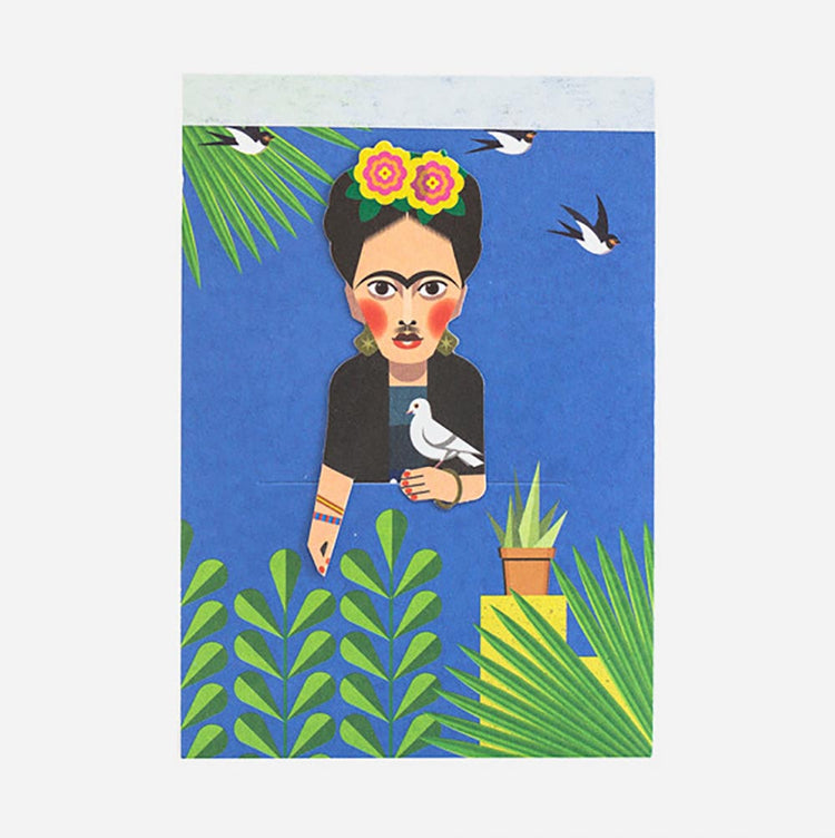 Carnet et marque-page Frida bleu : idée cadeau pour adulte