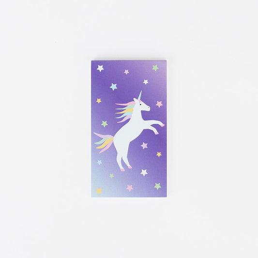 Mini taccuino con unicorno galattico per il regalo dell'ospite di compleanno dell'unicorno
