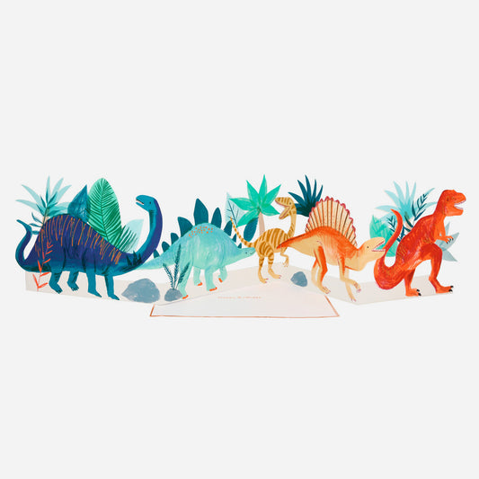 Dino birthday decoration: happy birthday dinosaur accordion card